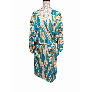 DiarraBlu Teal Blossom Print Wrap Kimono Jacket Plus 2X Whimsical Beachy